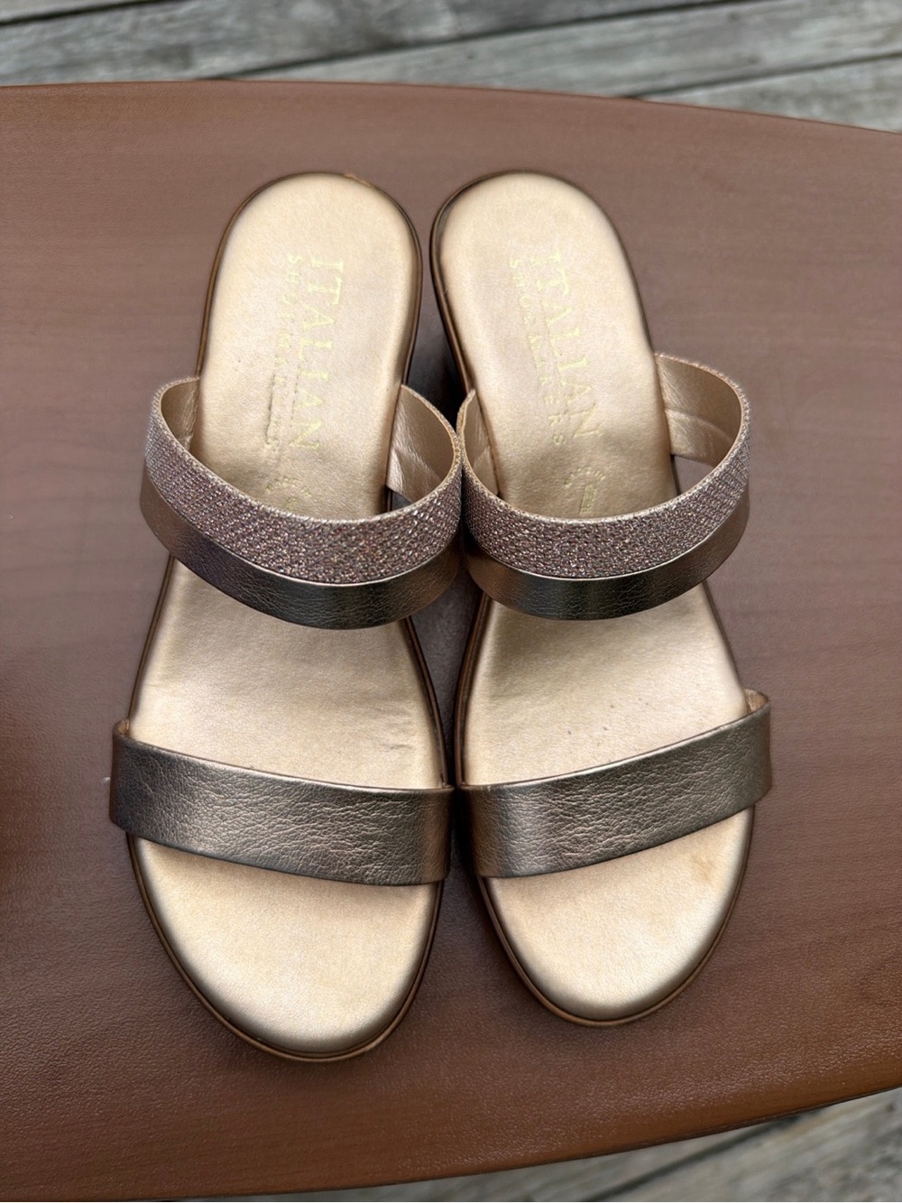 Gold Slide Sandals for Women - Picture 3 of 9